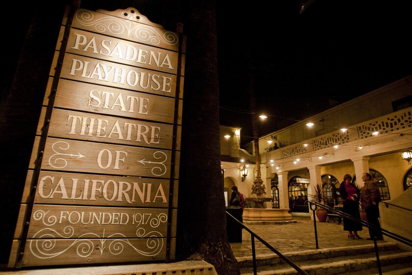 A view of the courtyard of the Pasadena Playhouse, the state theater of California.