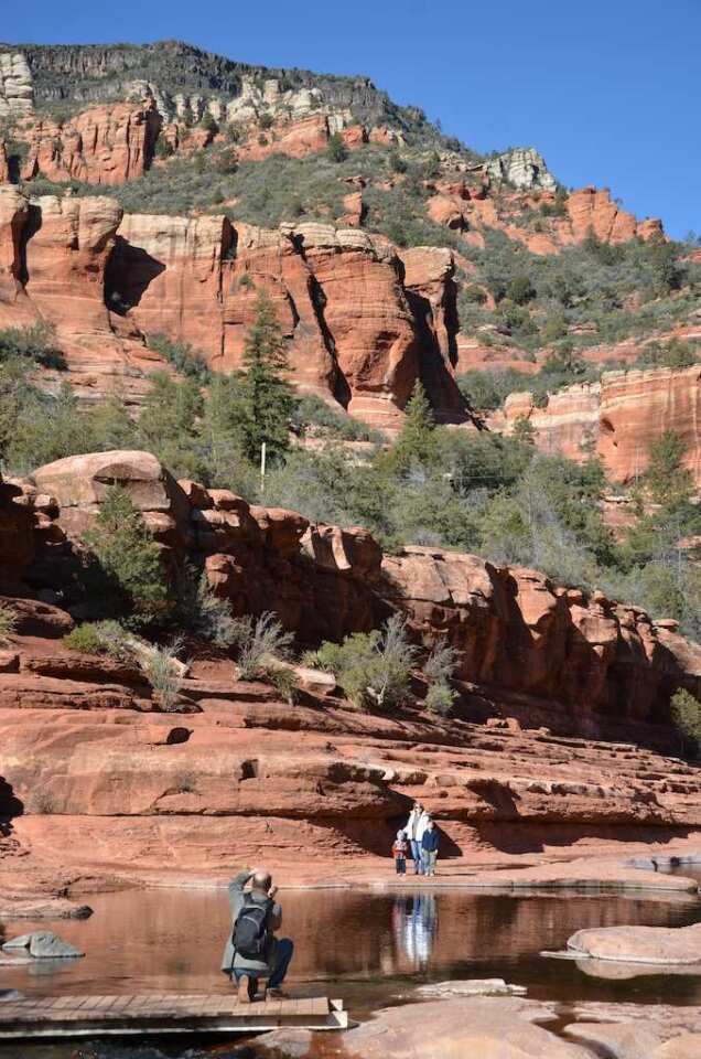 This place is jammed in summer, because kids can splash and swim in a narrow stretch of red-rock creek bed. In winter, it can be nearly deserted ¿ and spectacular. http://www.azstateparks.com/Parks/SLRO/index.html. Cost is $20 per vehicle in summer, $10 the rest of the year.