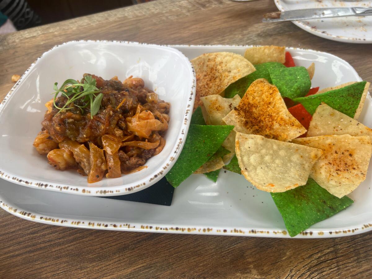 Chorizo and camarones queso at La Cocina Mesa.