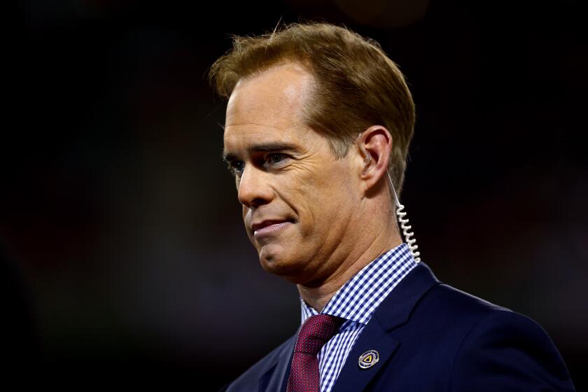 BOSTON, MA - OCTOBER 23: Fox broadcaster Joe Buck is seen before Game One of the 2013 World Series between the Boston Red Sox and the St. Louis Cardinals at Fenway Park on October 23, 2013 in Boston, Massachusetts. (Photo by Elsa/Getty Images)