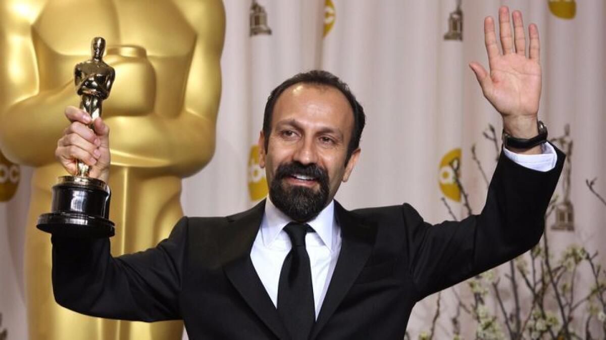 Iranian filmmaker Asghar Farhadi accepts the 2012 Academy Award for best foreign language film for "A Separation."