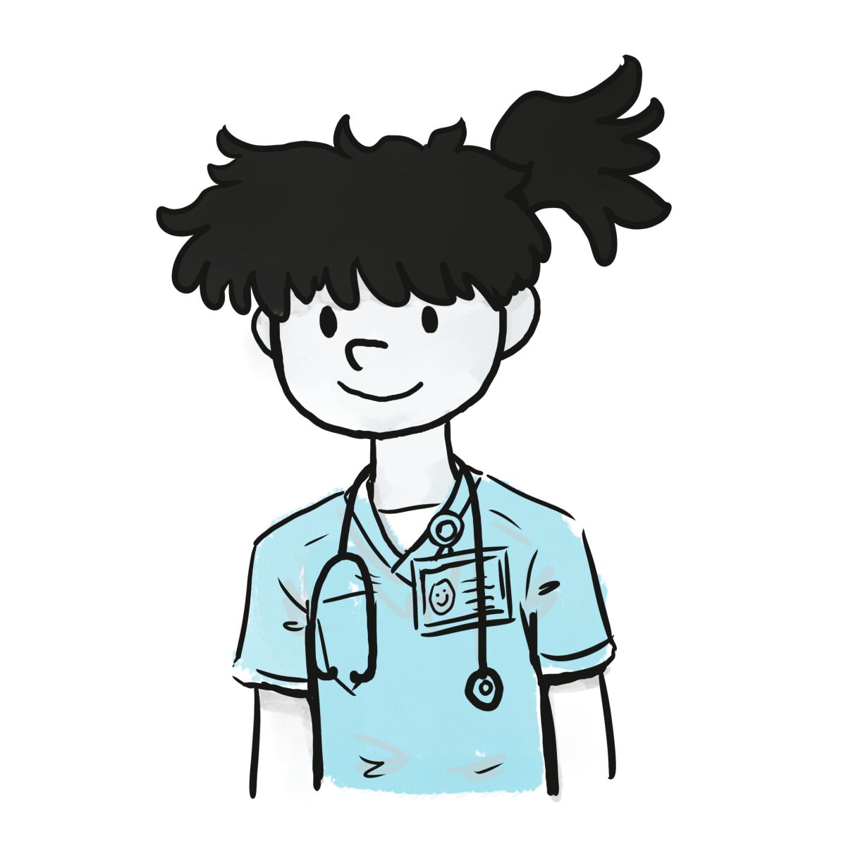 A self portrait of Dr. Bing Li, emergency medical resident and illustrator. 