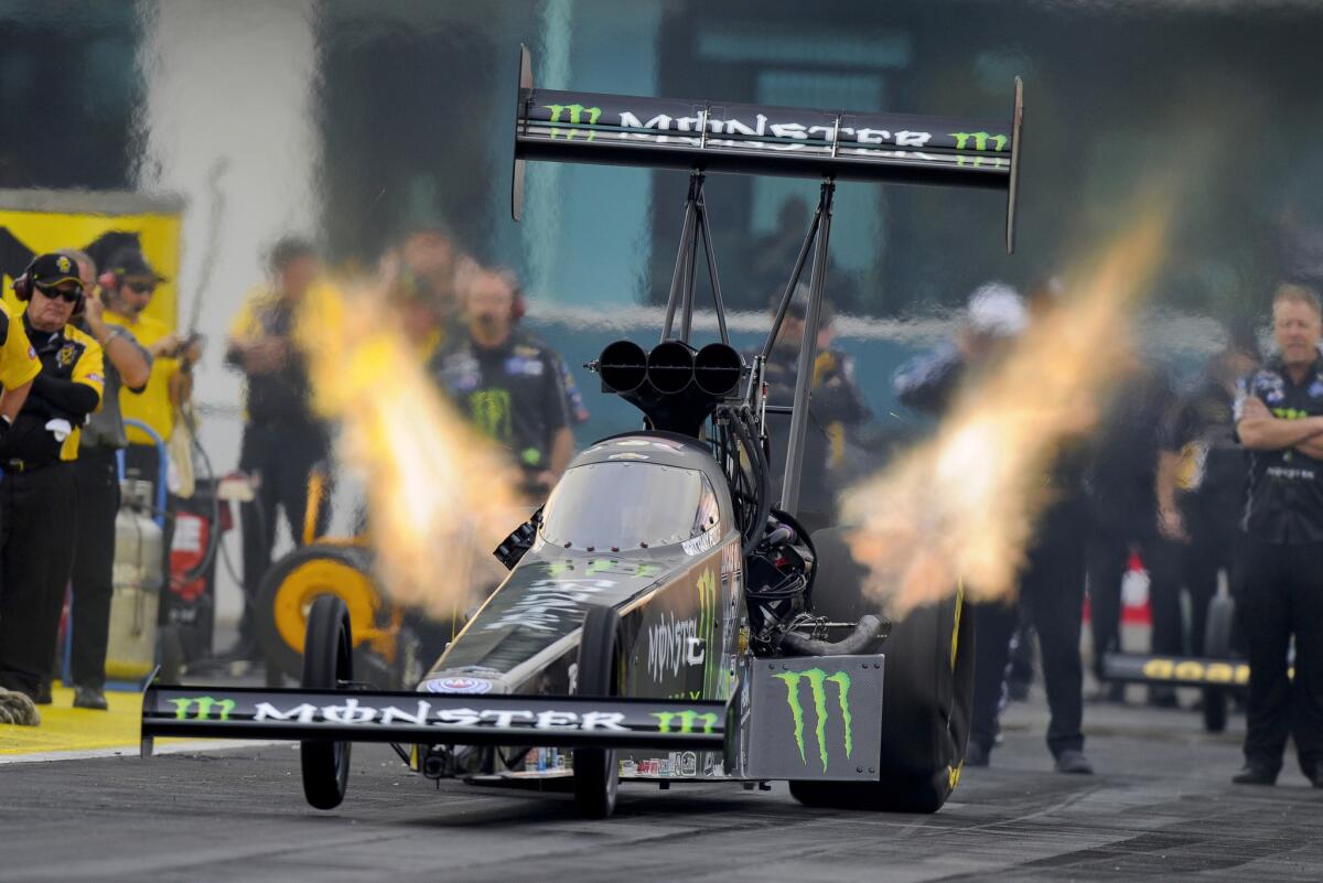 Brittany Force races in her Monster Energy dragster at the Amalie Motor Oil Gatornationals on March 18.