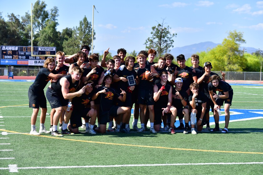 Torrey Pines 7 on 7 club football team won the Battle of the Mountain tournament in Ramona on June 27.