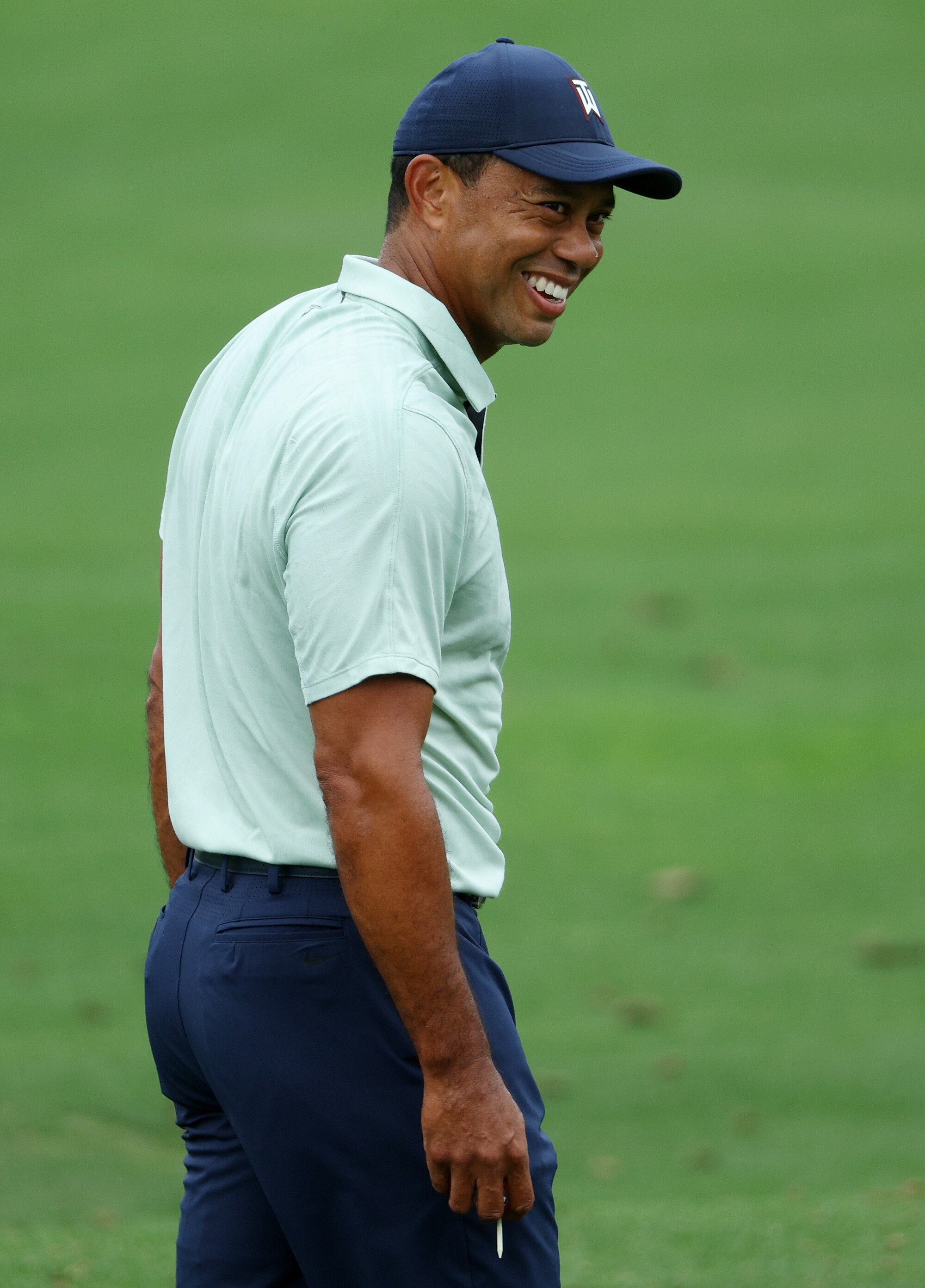 Tiger Woods smiles 