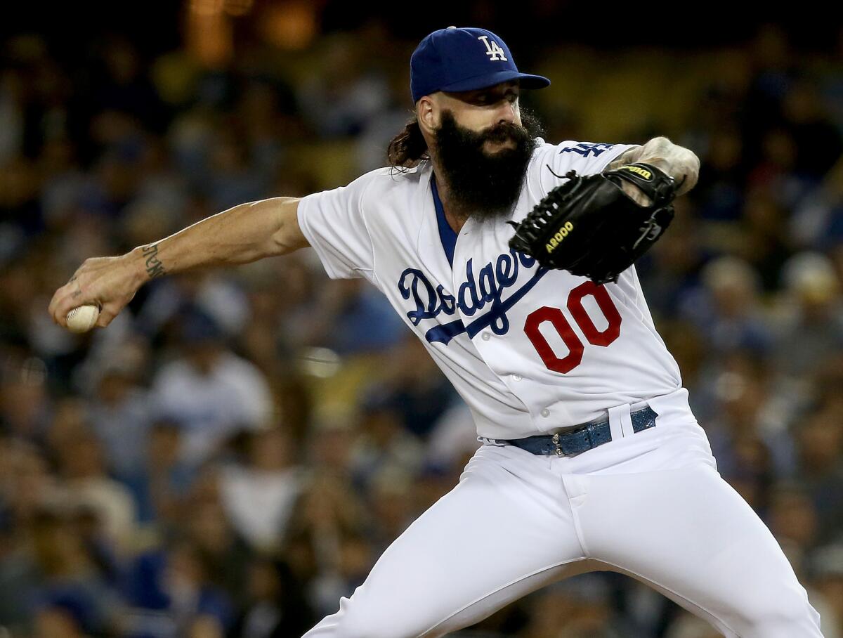 Dodgers reliever Brian Wilson was 2-4 with a 4.66 ERA, 1.61 WHIP and one save in 2014.