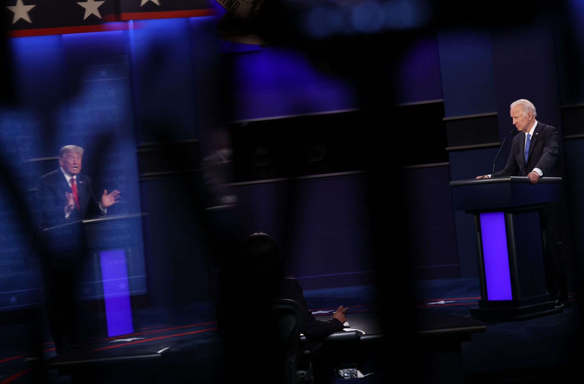 President Trump and Joe Biden onstage at the debate