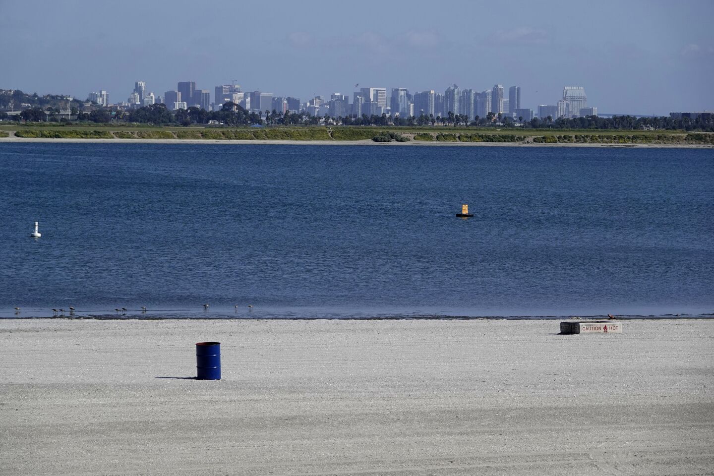 Mission Bay, which would be busy with boaters on a nice Sunday afternoon, was closed due to the coronavirus on March 29, 2020. San Diego beaches, bays, and parks were recently close to the public.