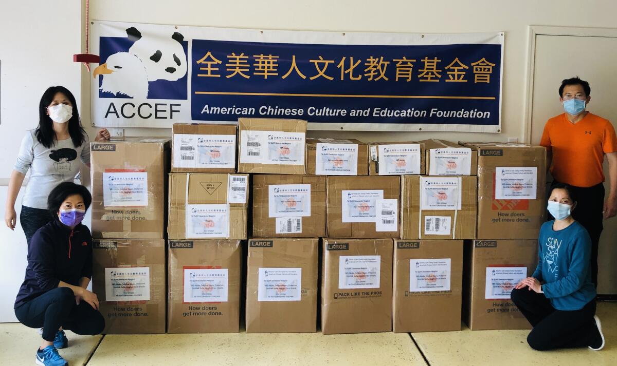 Local American Chinese Cultural and Education Foundation donated has donated to frontline workers in San Diego, Louisiana and New York.