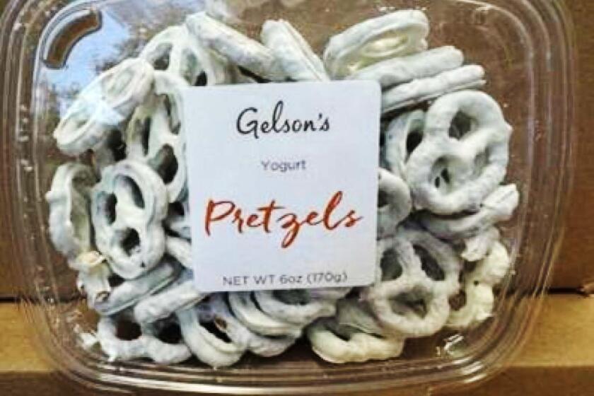 Gelson’s, Gelson’s Brand; plastic containers, 15 oz. Product Lot #: 241062. Western Mixers Produce & Nuts, Inc. of Ontario, CA is recalling Yogurt Covered Pretzels, because the yogurt coating has the potential to be contaminated with Salmonella, an organism which can cause serious and sometimes fatal infections in young children, frail or elderly people, and others with weakened immune systems.