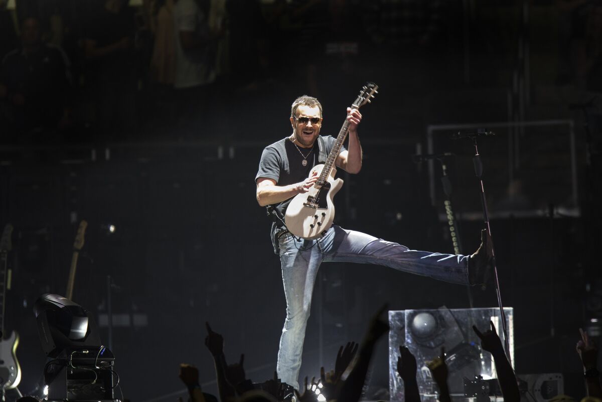 Eric Church rocks Staples Center in Los Angeles on Friday.