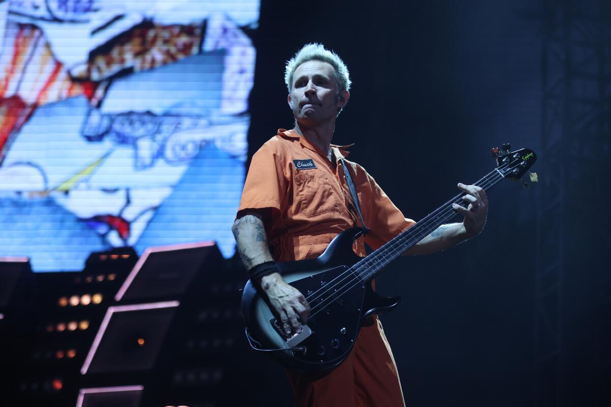 Mike Dirnt performs with his band Green Day 