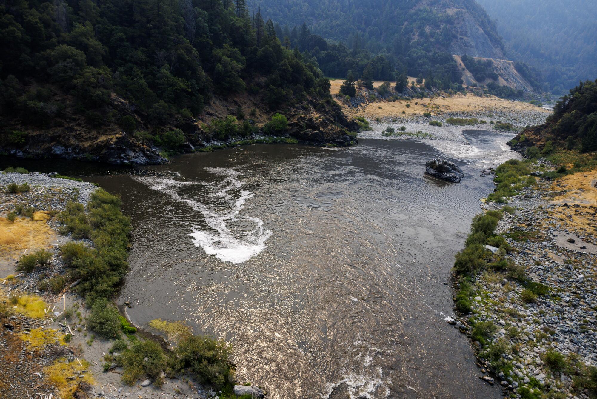 The Salmon River, left, flows into the Klamath River. 