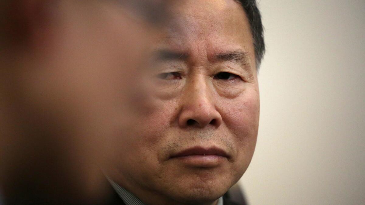 Han Song Ryol, North Korea's vice foreign minister, listens to a translator during an April 14 interview with the Associated Press in Pyongyang, North Korea.