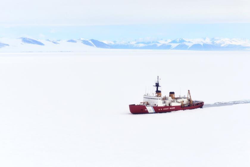 The Coast Guard Cutter Polar Star breaks ice in McMurdo Sound near Antarctica on Wednesday, Jan. 10, 2018. The crew of the Seattle-based Polar Star is on its way to Antarctica in support of Operation Deep Freeze 2018, the U.S. military’s contribution to the National Science Foundation-managed U.S. Antarctic Program. U.S. Coast Guard photo by Chief Petty Officer Nick Ameen.