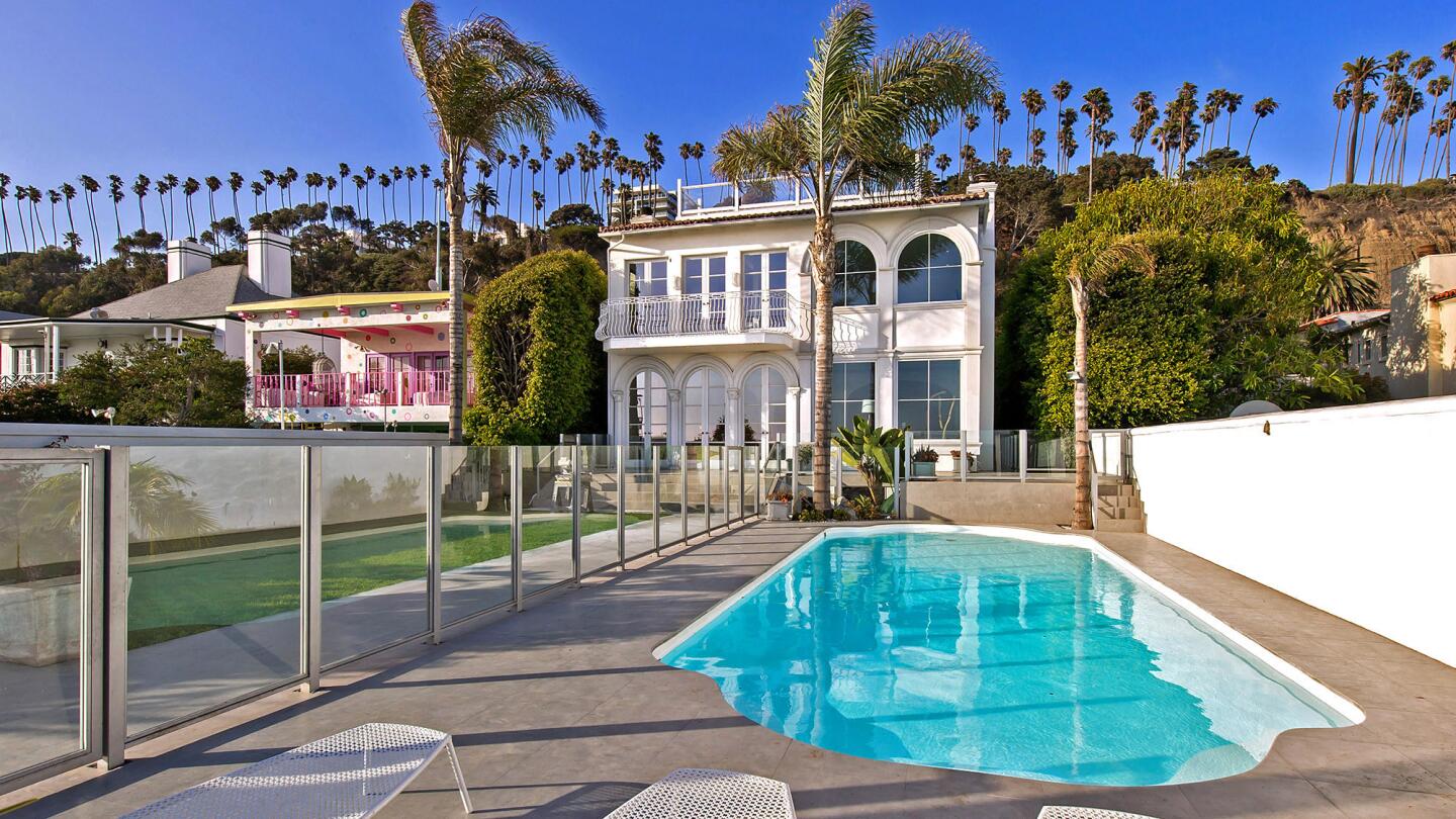 The beachfront home at 609 Palisades Beach Road, Santa Monica, is listed at $29 million.