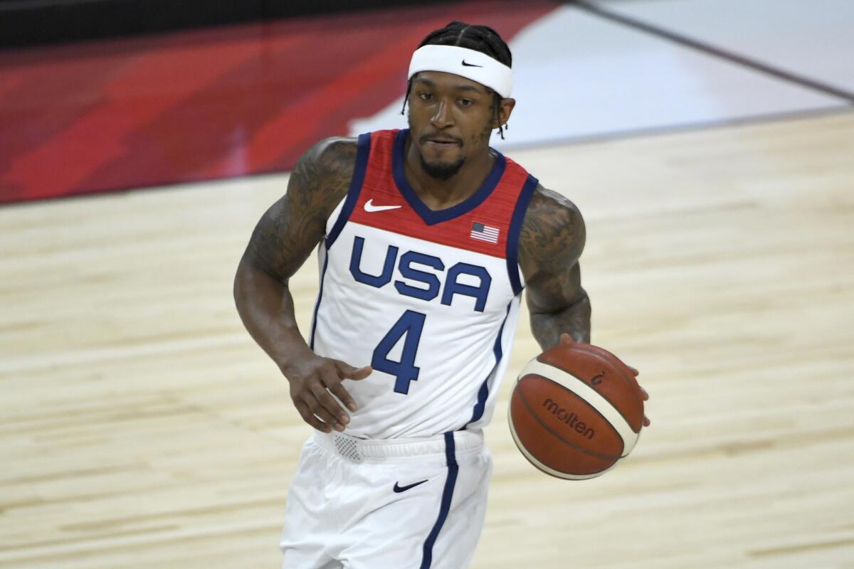 United States' Bradley Beal brings the ball against Nigeria.