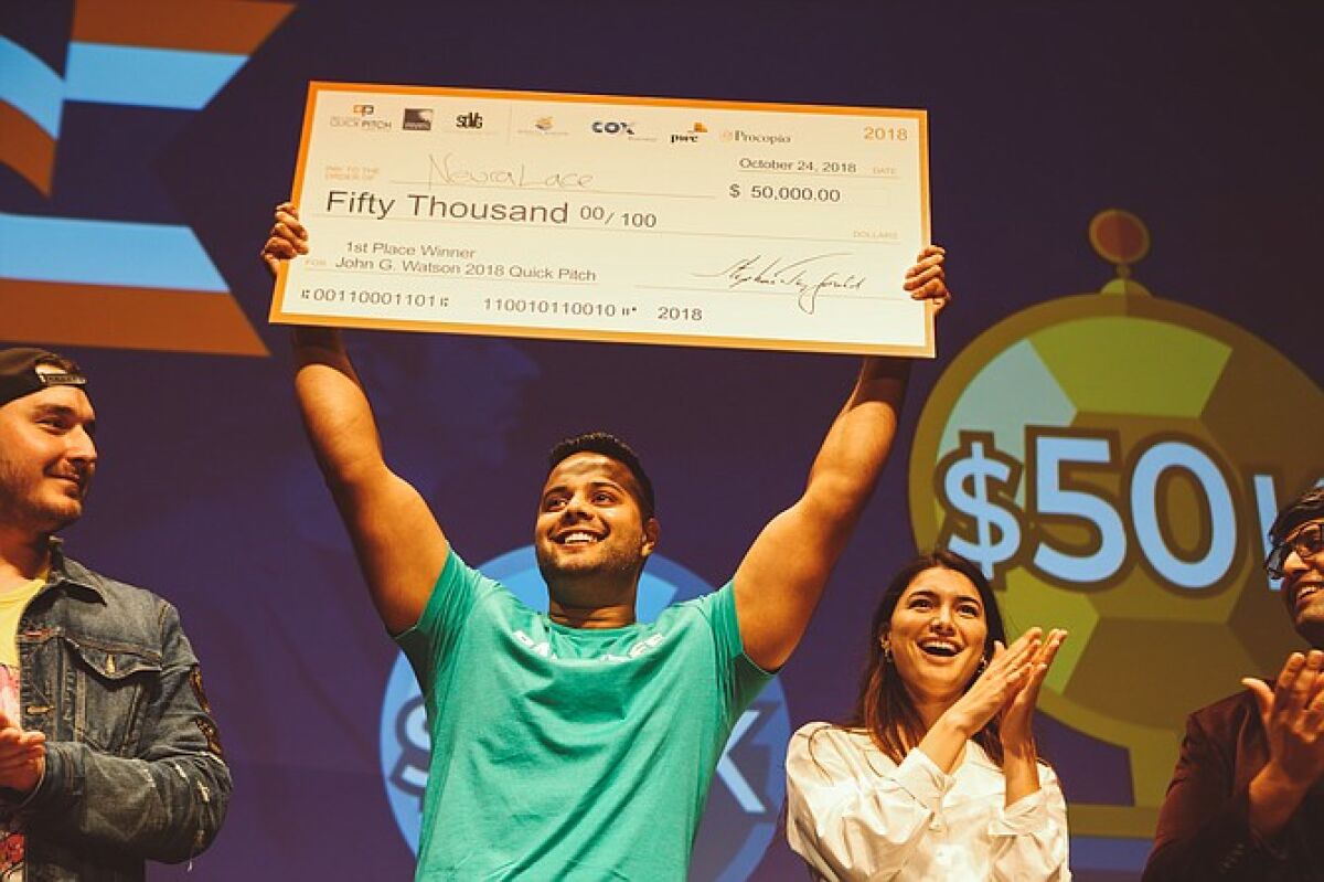Shiv Shukla, the CEO and founder of Neuralace Medical, took home first place in 2018 Quick Pitch competition. 