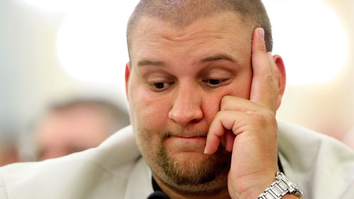 Garrett Webster, son of Pro Football Hall of Famer Mike Webster, listens to testimony during a Sept. 18, 2007, hearing on Capitol Hill focusing on the compensation system for NFL retirees suffering from permanent injuries.