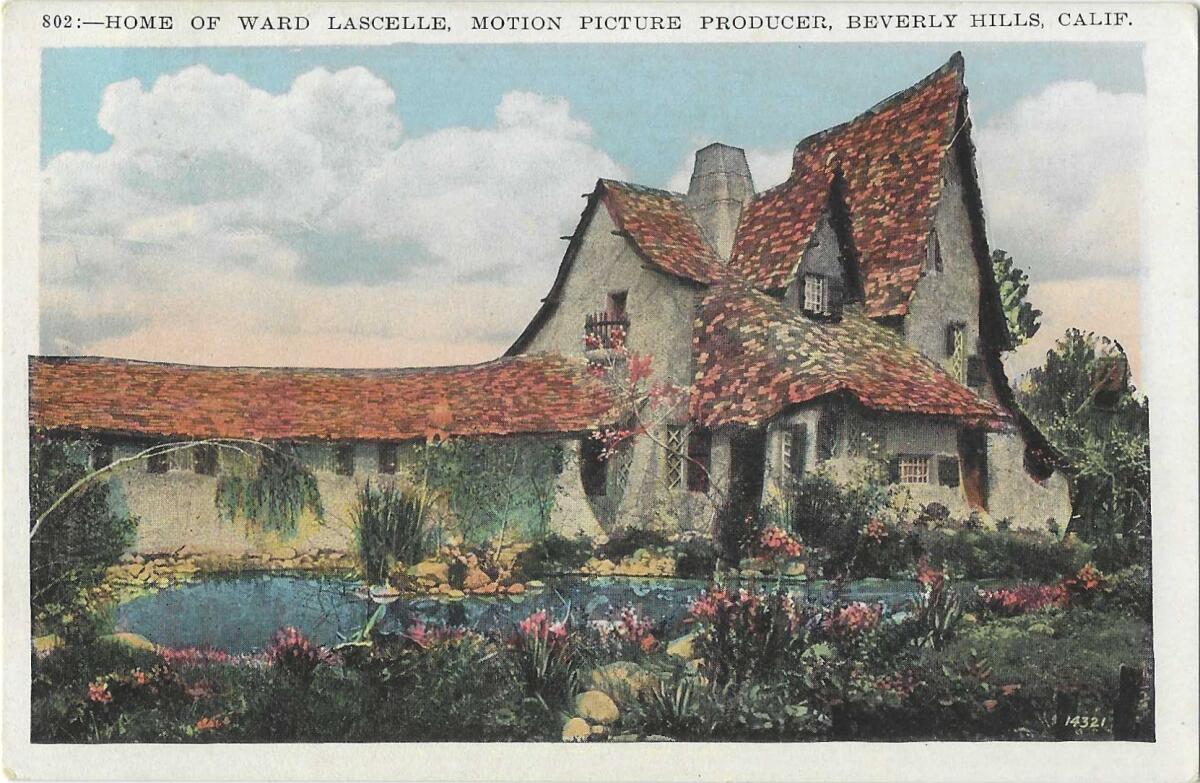 Vintage postcard: "Home of Ward Lascelle, motion picture producer, Beverly Hills, Calif."