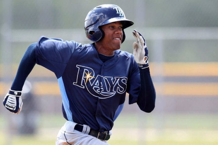 Brandon Martin runs the bases during an extended spring training game with the Tampa Bay Rays organization.