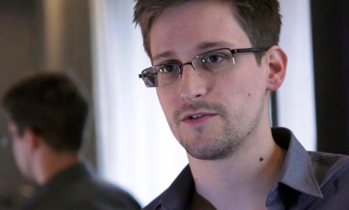 A still frame grab recorded on June 6 shows Edward Snowden speaking during an interview with The Guardian newspaper at an undisclosed location in Hong Kong.