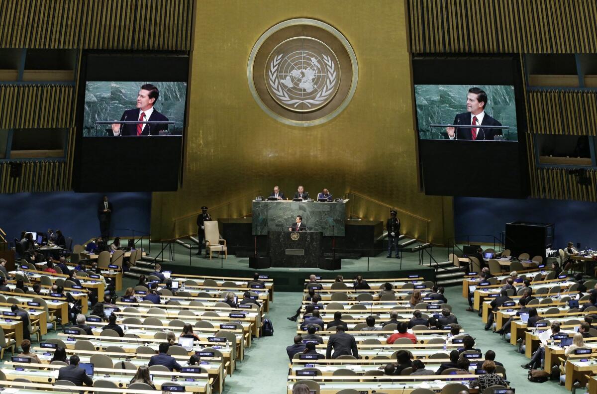 Mexican President Enrique Pe&#241;a Nieto at the United Nations General Assembly on Sept. 28, 2015.