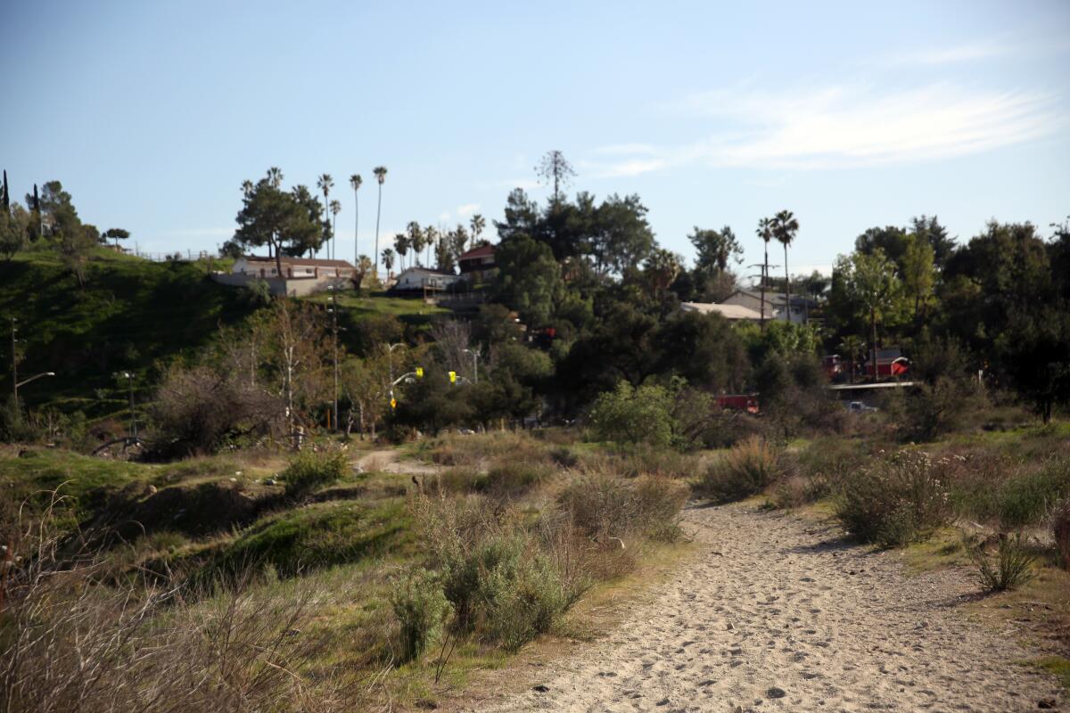 The wide and sandy trail that leads to Tujunga Ponds.