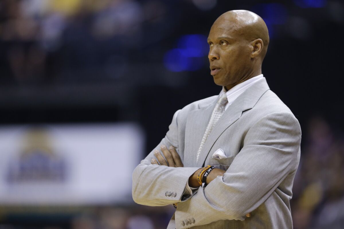 Byron Scott coaches the Lakers against Indiana on Feb. 8.