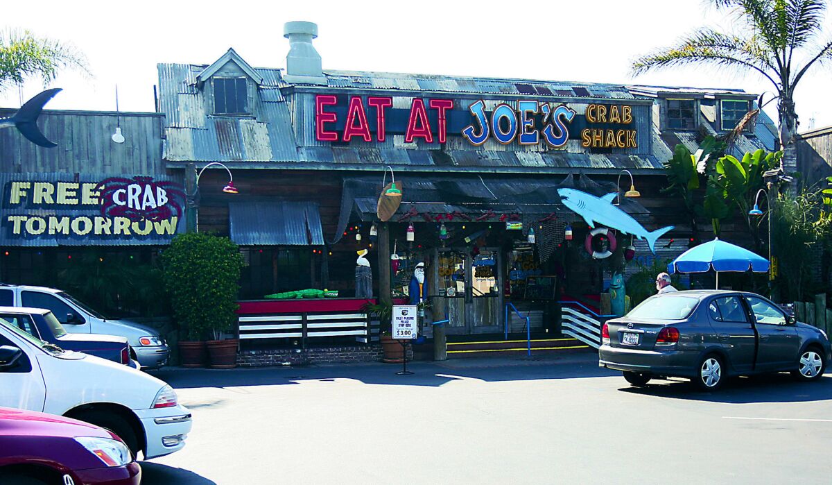 Joe's Crab Shack is testing a no-tipping policy at 18 locations. Pictured is the Joe's Crab Shack in Newport Beach, which for the time being still allows tipping.