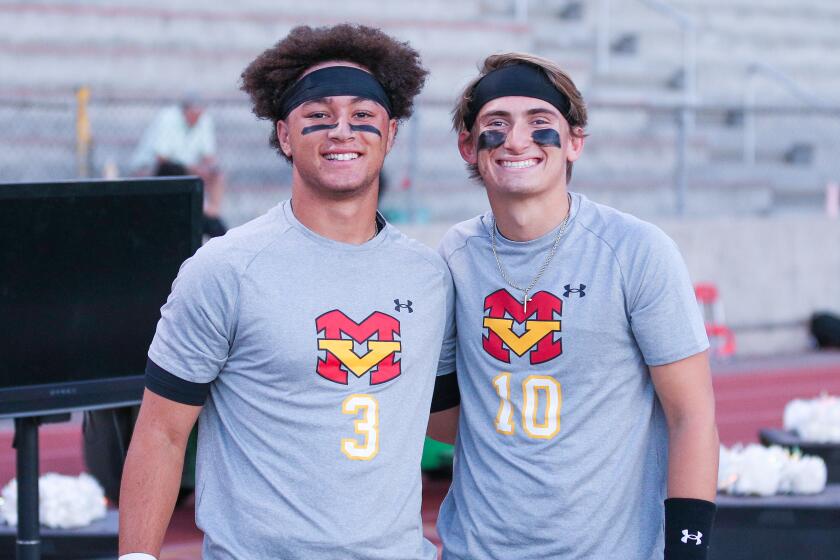 Quarterbacks Luke Fahey (left) and Draiden Trudeau have helped Mission Viejo reach the Division 2 quarterfinals.