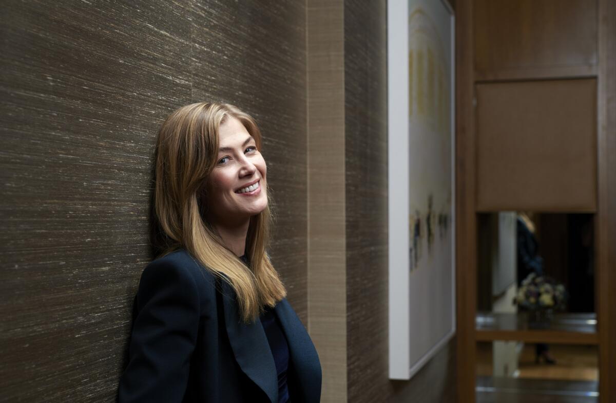 Actress Rosamund Pike, photographed at the Corinthia Hotel for the film "A Private War."