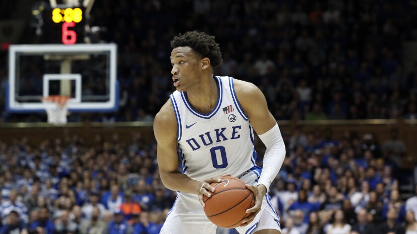 Duke forward Wendell Moore Jr. looks to pass against North Carolina.