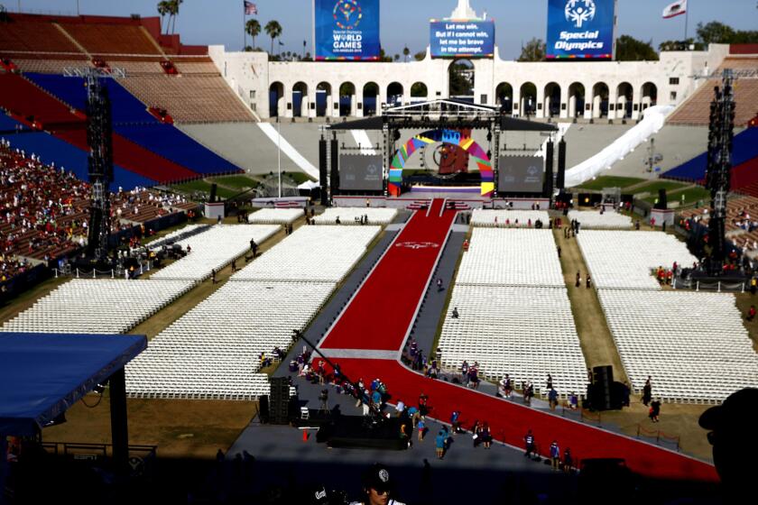 The Memorial Coliseum is decorated for the opening ceremony of the 2015 Special Olympics World Games last summer.