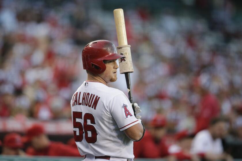 Kole Calhoun will bat cleanup for the Angels on Monday against Toronto.