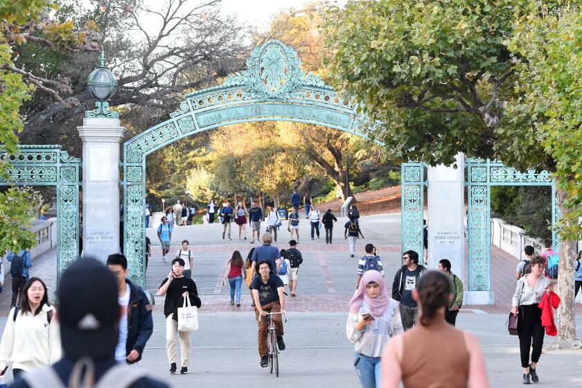 BERKELEY, CA - SEPTEMBER 09, 2019 - Students walk on campus at UC Berkeley in Berkeley, California on Sept. 09, 2019. (Josh Edelson/For the Times)