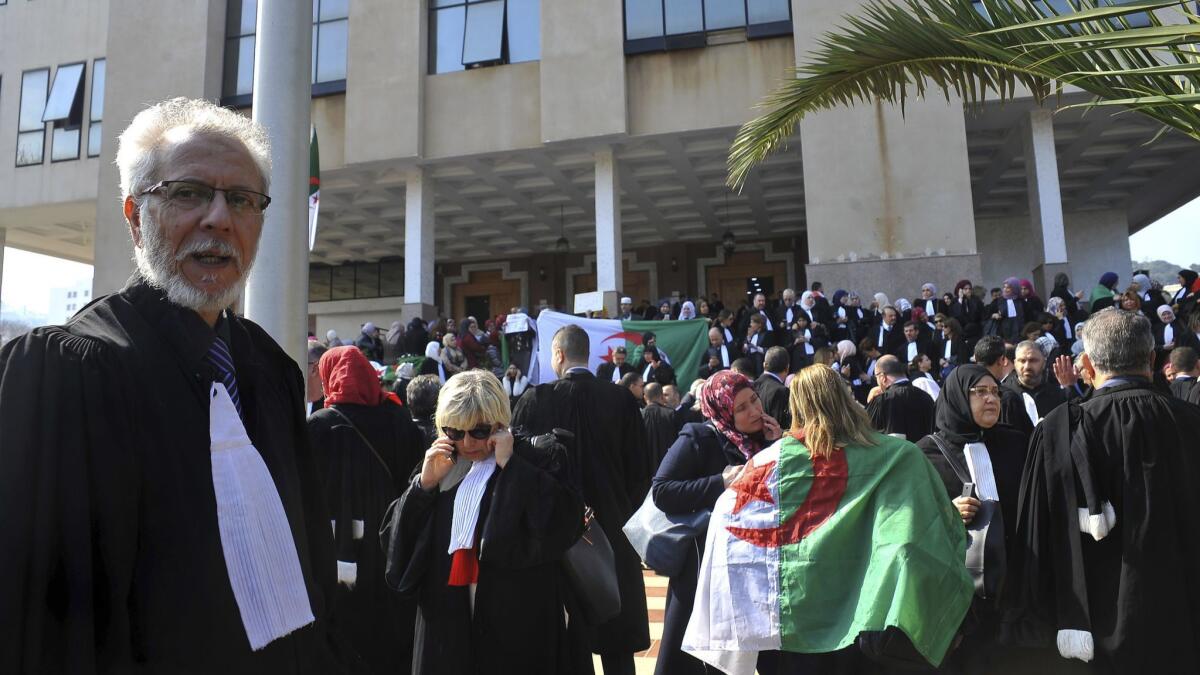 Algerian lawyers in Algiers joined in calls on Monday for the nation's president not to seek reelection.