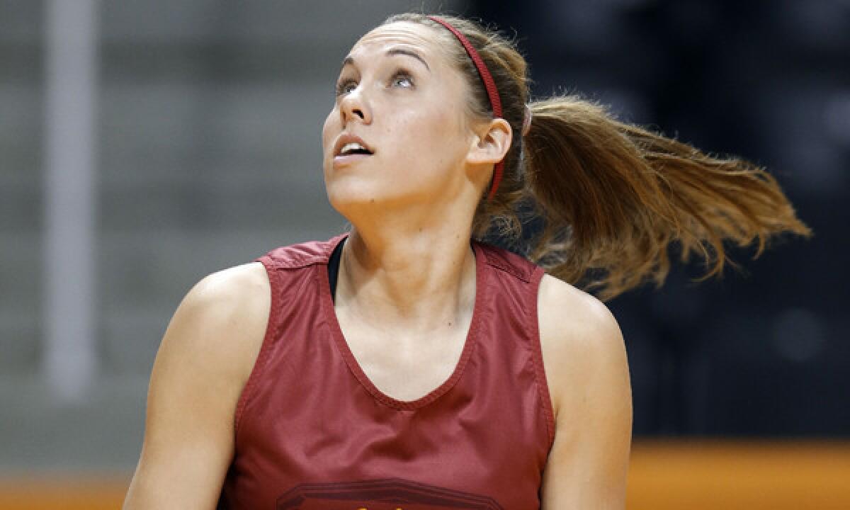USC forward Cassie Harberts played a leading role in the Trojans' surprising Pac-12 tournament title run. She looks to continue her string of clutch performances Saturday in USC's NCAA tournament opener against St. John's.