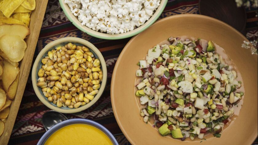 Peruvian ceviche's are known for their rich flavor in the fish; these Ecuadorian ceviches are vegan and made from all vegetables. The corn nuts, popcorn and chips compliment the vegetable ceviche.