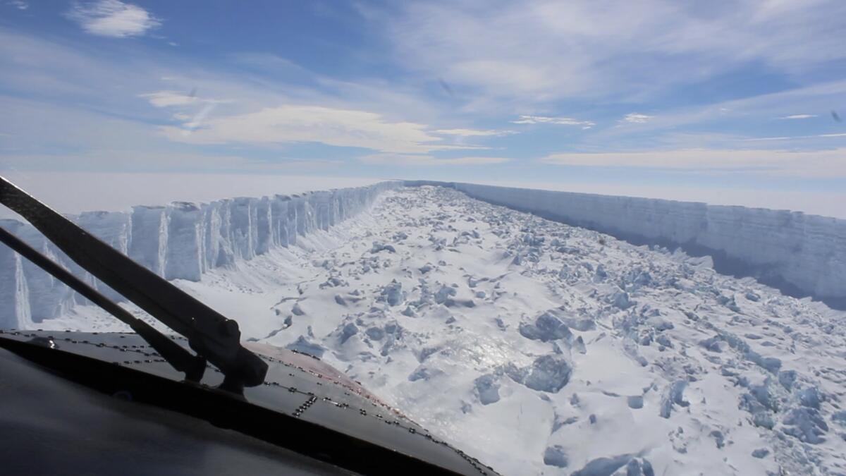 The Larsen C ice shelf in Antarctica seen from above.