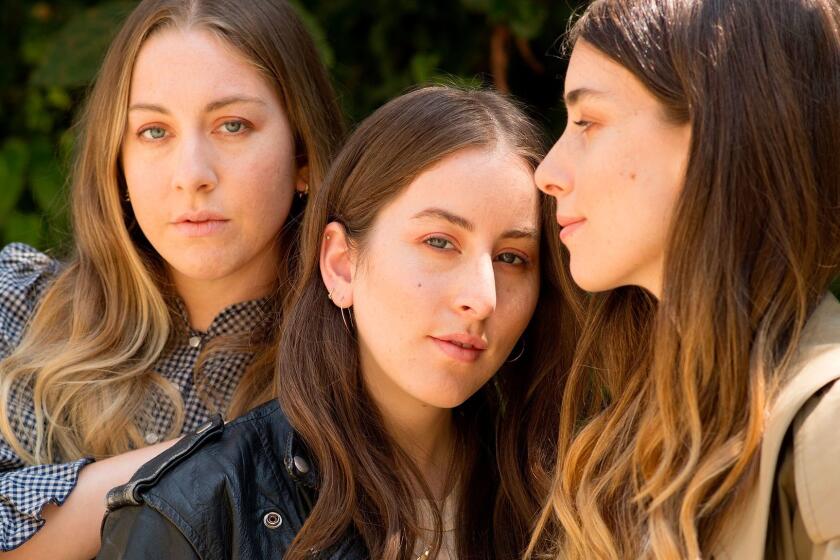 LOS ANGELES-CA-AUGUST 16, 2017: L.A. band Haim, sisters Este, Alana and Danielle, from left, photographed in Los Angeles. (Christina House / For The Times)