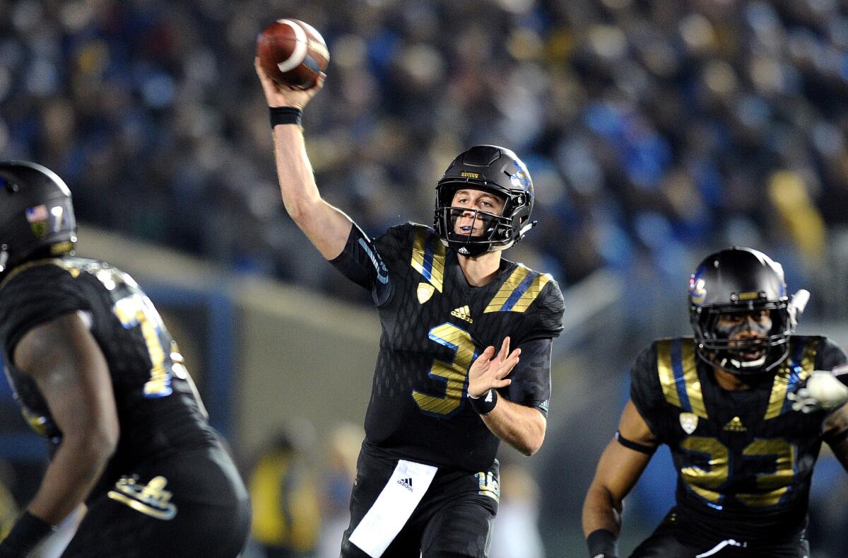 UCLA quarterback Josh Rosen throws a pass against Washington State during the second quarter of a game Nov. 14 at the Rose Bowl.