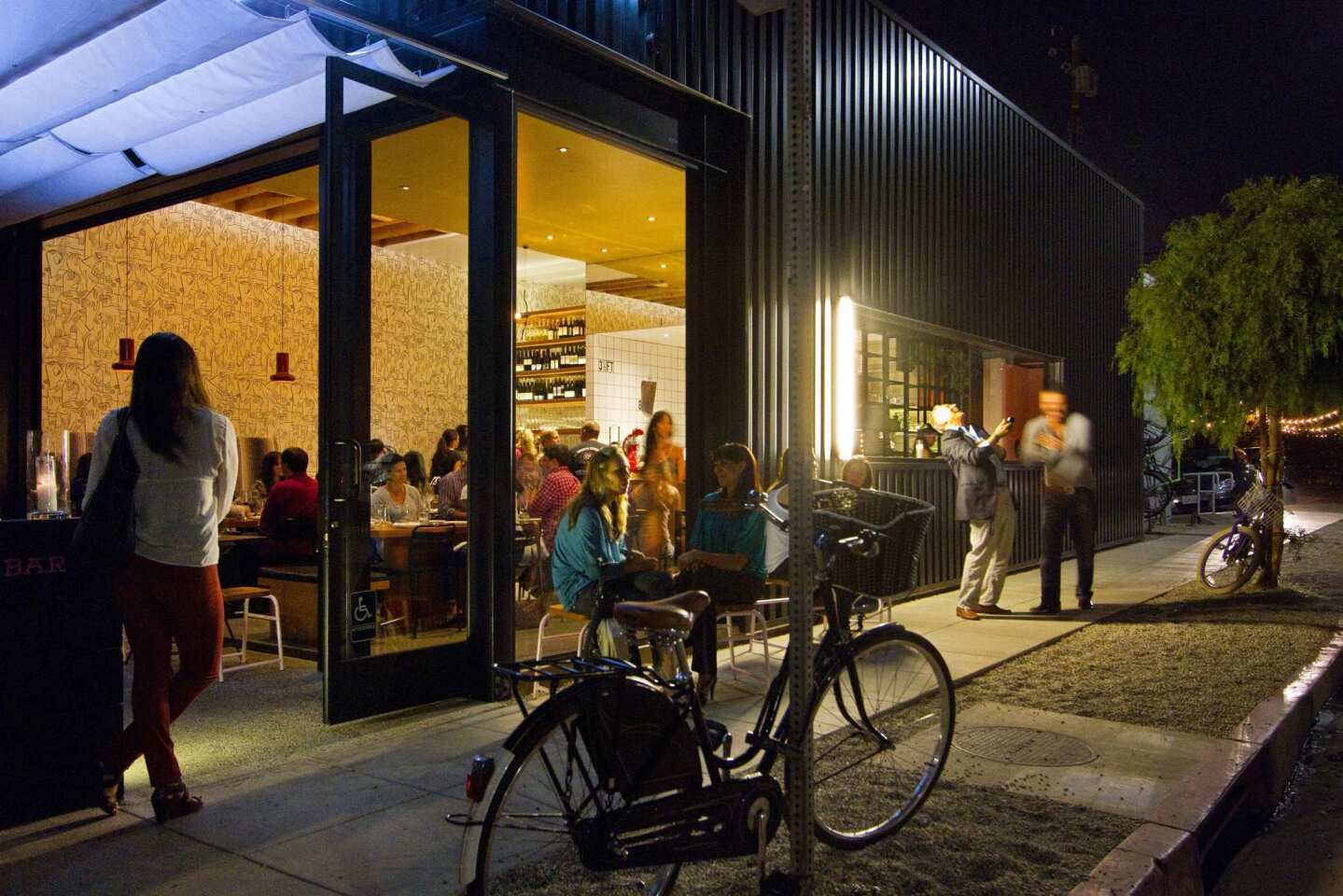 Superba Snack Bar on Rose Avenue in Venice is in a postmodern shed that's open to the outside.