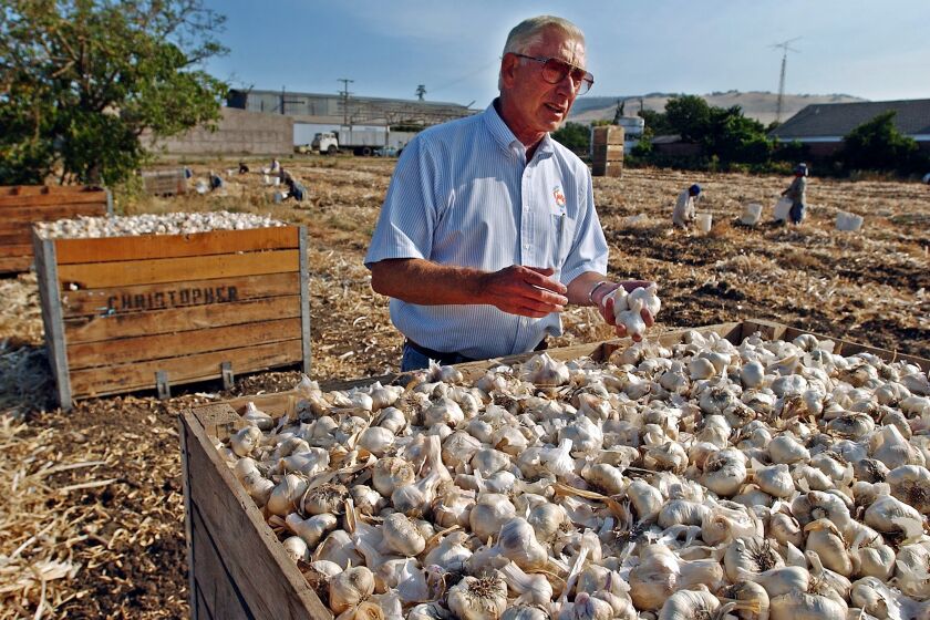 Don Christopher, founder of Christopher Ranch and the nation's single largest producer of garlic, in Gilroy, Calif. in 2003.
