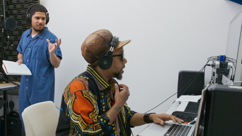 Anthony Johnston and Todd "Speech" Thomas recording at the Richmond (Va.) City Jail in the documentary '16 Bars'