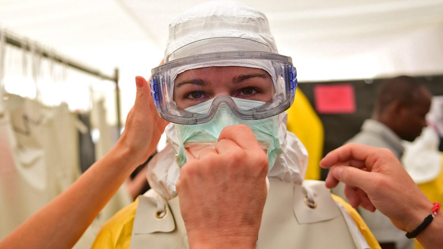 Volunteers train at replica Ebola treatment facility in Belgium