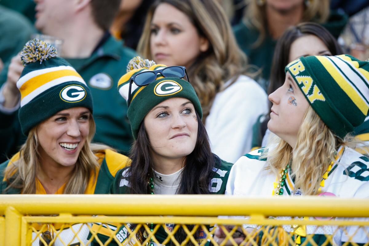 Green Bay fans watch a game between the Packers and the Lions at Lambeau Field on Nov. 15.