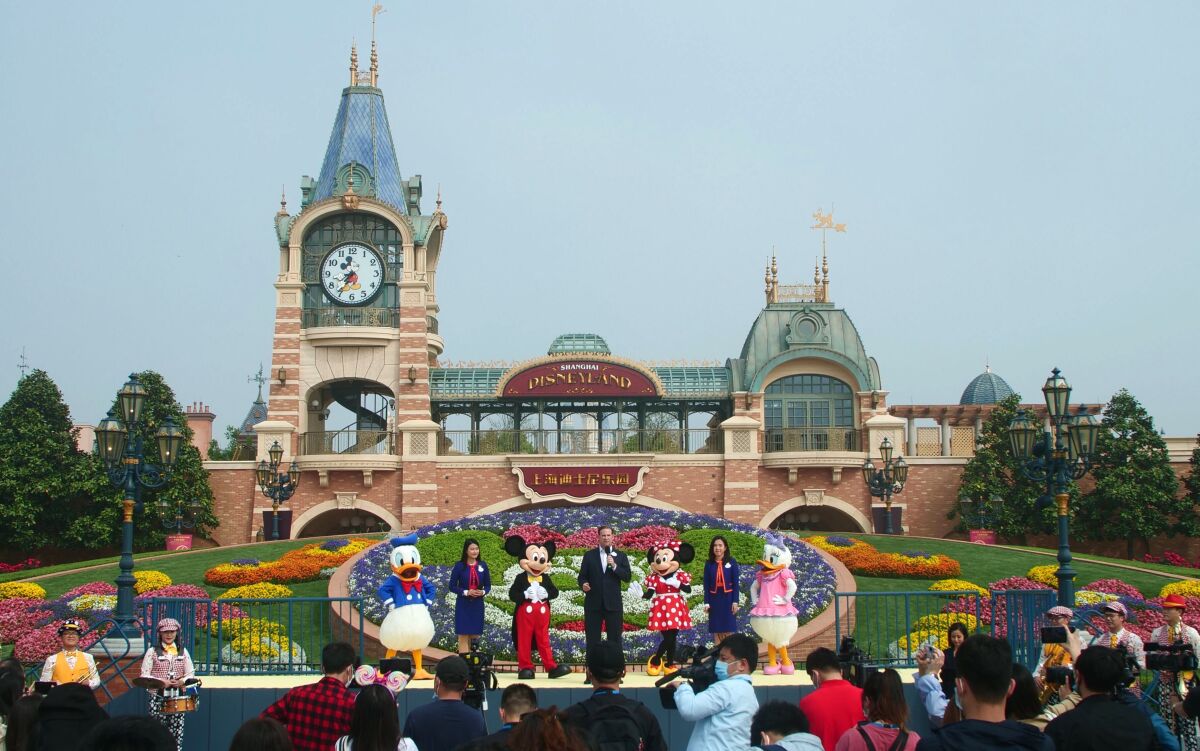 A reopening ceremony at Shanghai Disneyland on Monday.