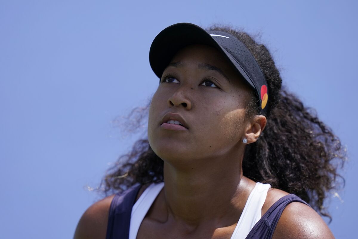Naomi Osaka on court during a victory over Anett Kontaveit on Wednesday at the Western & Southern Open.