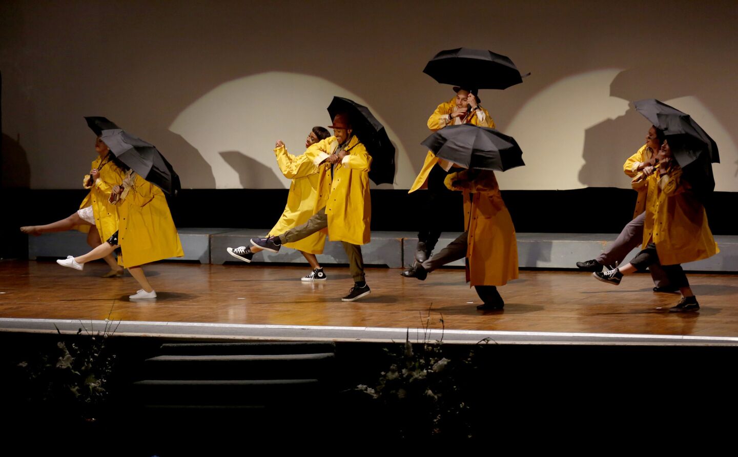 Students from the Debbie Reynolds Dance Studio perform during the memorial for Debbie Reynolds and Carrie Fisher.